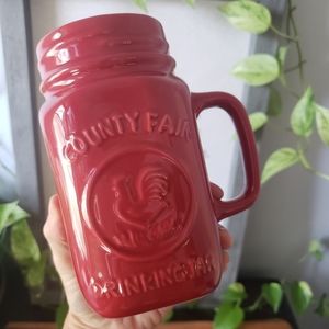 County Fair  red  16oz stoneware drinking jar (One Jar)